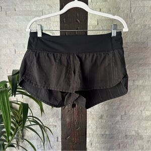 Lululemon Turbo Run Short Reflective Black Grey Stripe Running Shorts Size 6